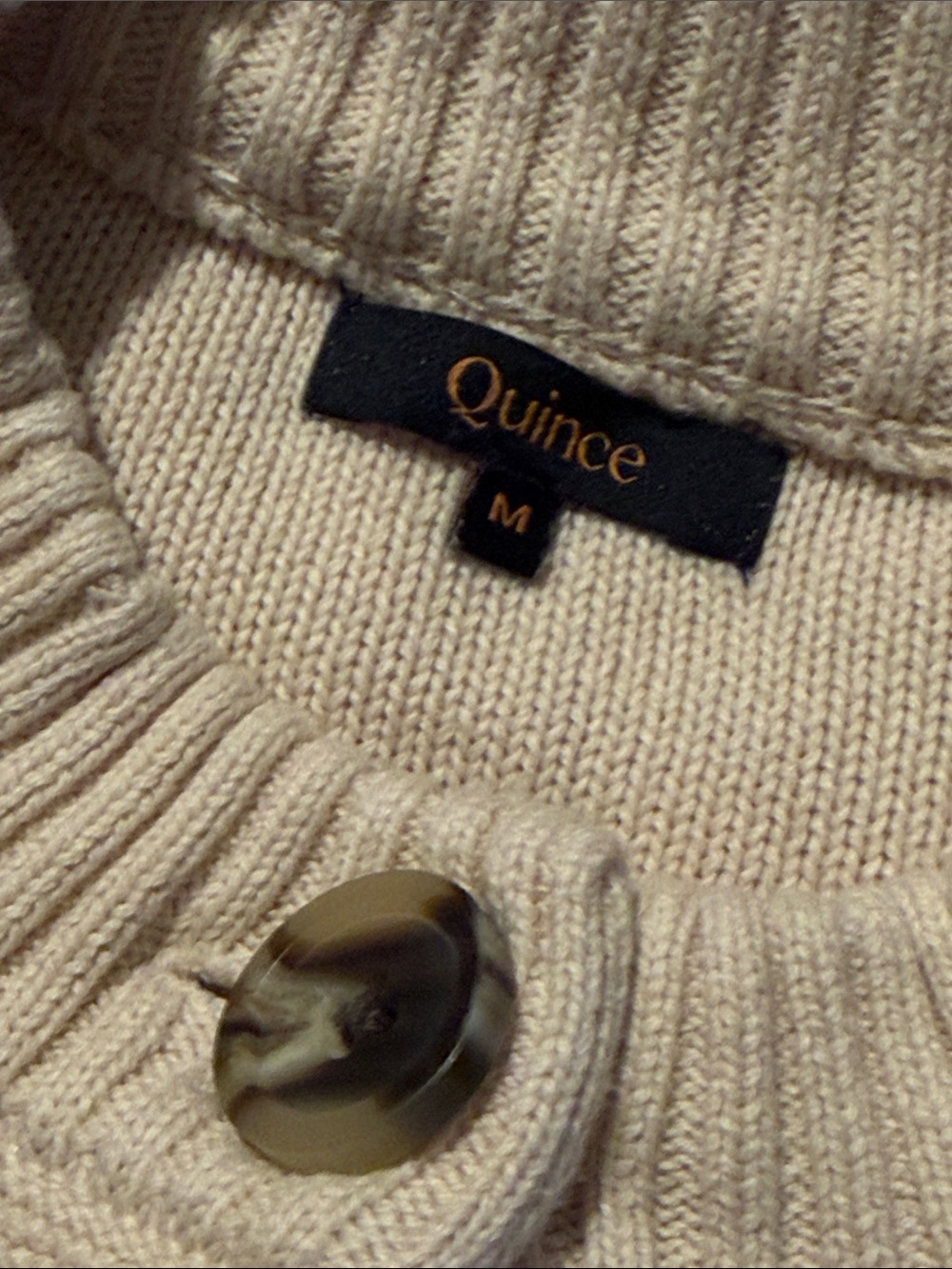 (Q4) Quince 100% Organic Cotton Fisherman Boxy Cropped Cardigan Cream M - Picture 3 of 7